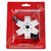 Инструмент для правки радиаторов Rothenberger - для выпрямления ребер и пластин теплообменников и радиаторов. Шесть размеров в одном инструменте: 8, 9 , 10, 12, 14, 15 мм. <br>