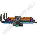 Набор Г-образных ключей Hex-Plus Multicolour BlackLaser 1, с шаром, 9 предметов, WERA